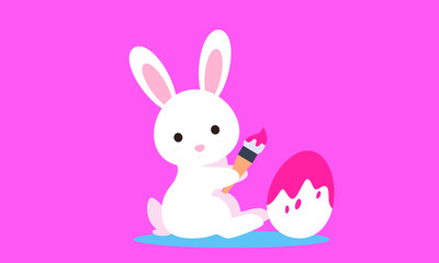 Obraz na płótnie Canvas Easter bunny with egg and paint brush