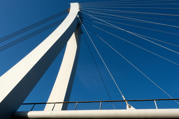 Detail of bicycle bridge over canal in Belgium