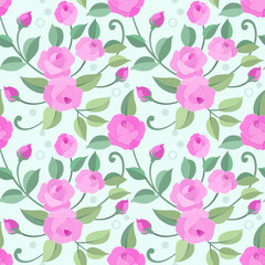 Seamless pattern with pink rose for fabric textile wallpaper.