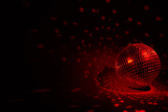 Glittering mirror disco ball. Nightclub. For advertising or web design. Entertainment, disco or music show background