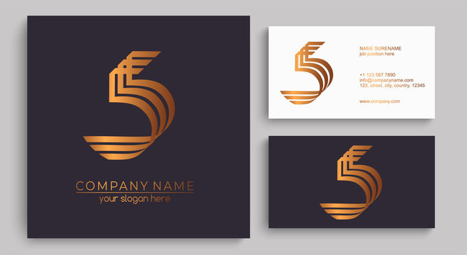Letter 5, 555 logo icon design template elements. Elegant rich logo. Letter logo