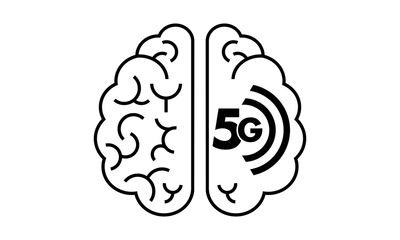 Brain icon flat design, black isolated, silhouette on white background