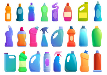 Bleach icons set. Cartoon set of bleach vector icons for web design