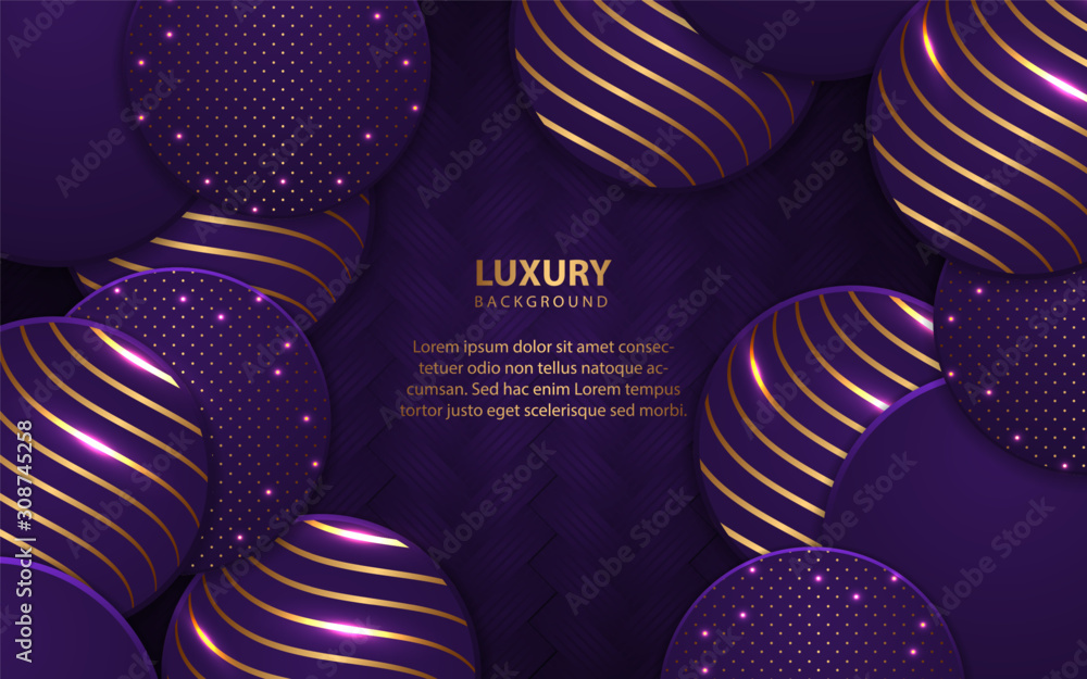 Aufkleber abstract circle overlapping layers background a combination with golden texture line decoration. blu