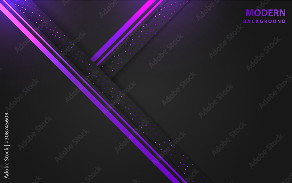 Poster abstract black overlapping layers background a combination with golden texture line decoration. dark