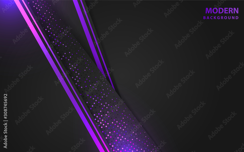 Poster abstract black overlapping layers background a combination with golden texture line decoration. dark
