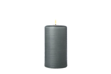 Black burning candle isolated on white background
