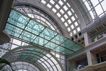 View of the transparent glass ceiling