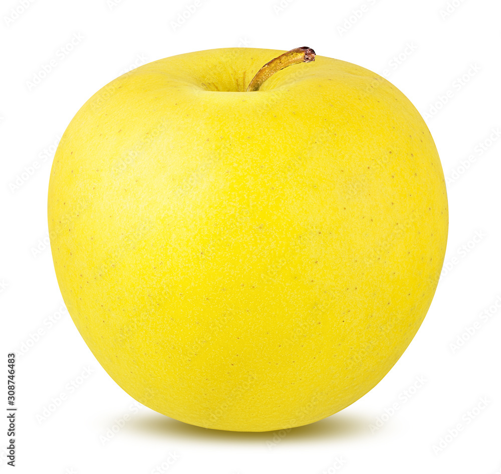 Wall mural fresh yellow apple isolated on white background with clipping path