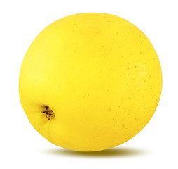 Fresh yellow apple isolated on white background with clipping path