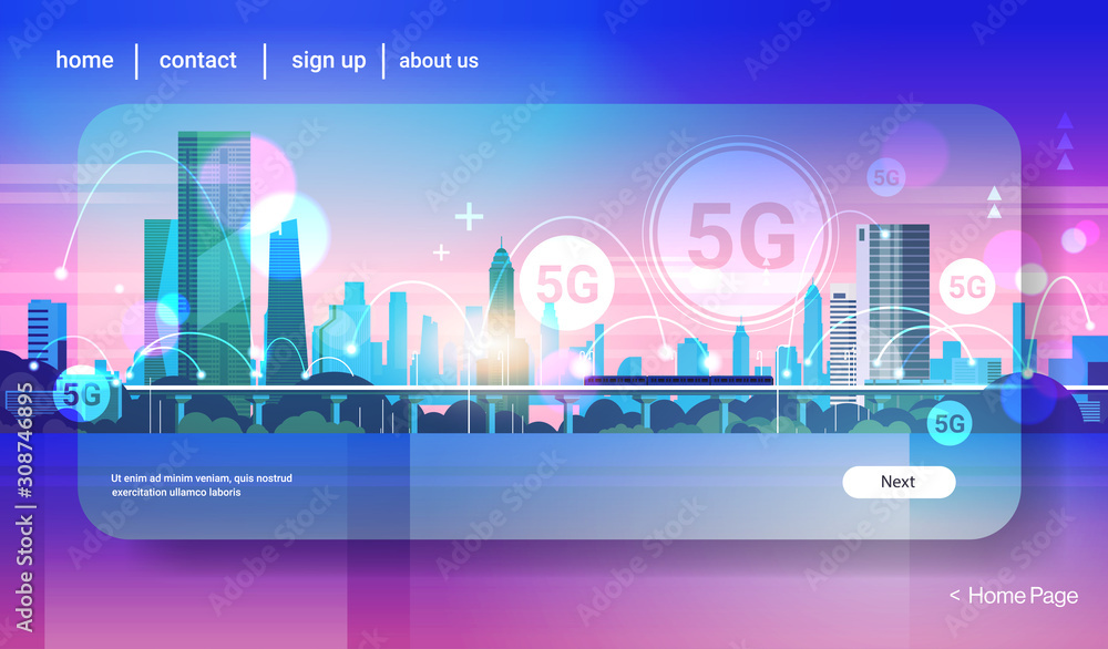 Aufkleber smart city 5g online communication network wireless systems connection concept fifth innovative gene