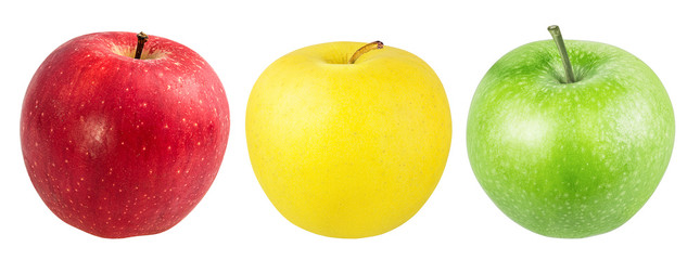 Fresh apples isolated on white background with clipping path