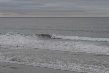 Scenic South Carlsbad State Beach vista on a rainy winter day, Southern California