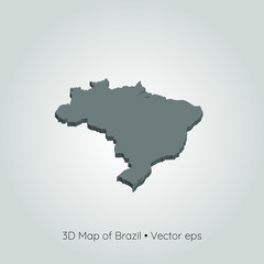 3D map of Brazil, vector eps	