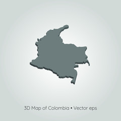 3D map of Colombia, vector eps	