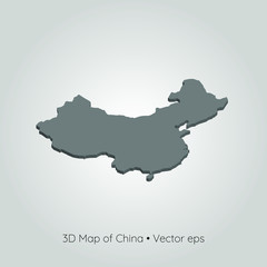 3D map of China, vector eps	