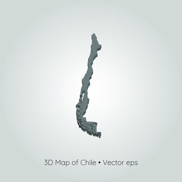 3D map of Chile, vector eps	