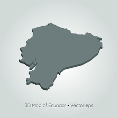 3D map of Ecuador, vector eps	