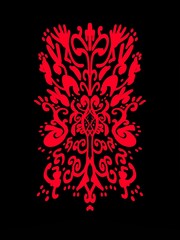 One element from the collection of red-black ornate ornament pattern. Abstract rapport texture in black and red colors for printing on fabric, poster, paper, wallpaper, postcards, packaging