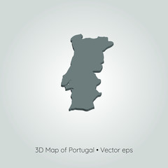 3D map of Portugal, vector eps	