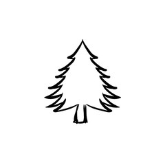 Fototapeta premium Christmas tree doodle pine tree sketch tree drawing holiday decoration star ornament retro xmas