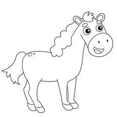 Coloring Page Outline of cartoon horse. Farm animals. Coloring book for kids.