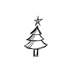 Christmas tree doodle pine tree sketch tree drawing holiday decoration star ornament retro xmas