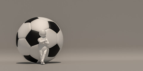 Obraz premium 3d illustrator group of career symbols on a gray background, 3d rendering of the playing football. Includes a selection path.