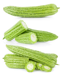 Momordica charantia on white background. Gourd