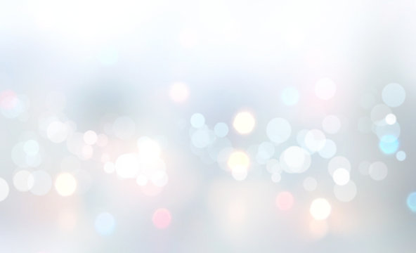 Soft blue grey winter christmas colorful bokeh background,blurred backdrop.