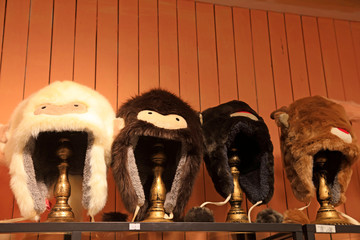 Mink hat in the shop