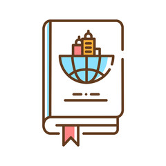 Travel book color line icon. Travel guide. Information about countries and their sightseeing. Pictogram for web page, mobile app, promo. UI UX GUI design element. Editable stroke.