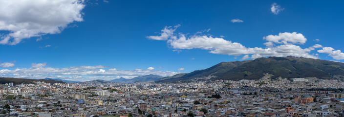 Panoramic view of Quito in sunny day, the north of the modern city