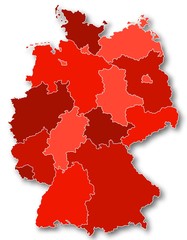 Germany Map Illustration in redwith shadow