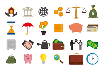 bundle of finance set icons vector illustration design