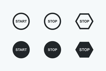set of start and stop icons