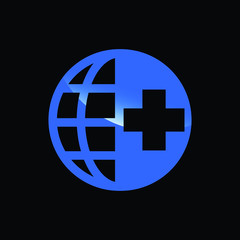 Fototapeta premium Globe Icon with Plus Sign Symbolizing Global Health and Assistance