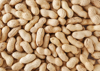 Raw unpeeled peanuts background