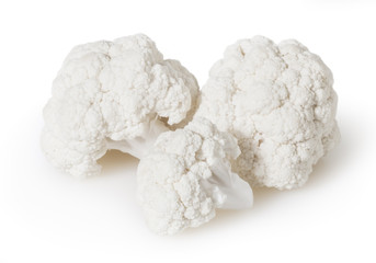 Cauliflowers isolated on white background with clipping path