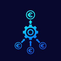 Obraz premium cash flow optimization icon with euro, vector