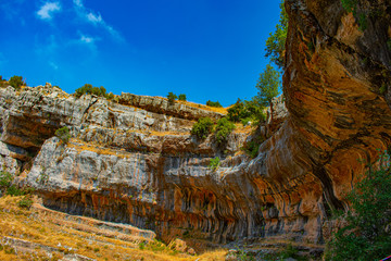Fototapeta na wymiar Colorful sandstone formations in the Lebanon mountains