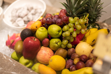 Naklejka na ściany i meble Fruit display in hotel buffet