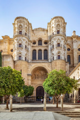 Fototapeta na wymiar Portal of the Cathedral in Malaga, Spain
