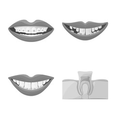 Vector design of stomatology and dentist icon. Set of stomatology and dentistry vector icon for stock.