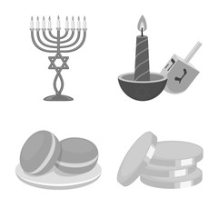 Vector illustration of holiday and israel symbol. Collection of holiday and celebration vector icon for stock.