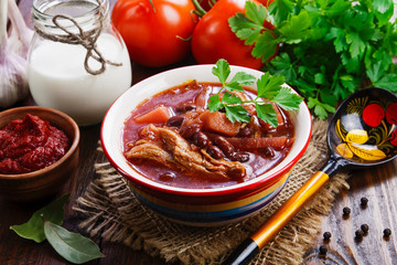 Beetroot soup with cabbage