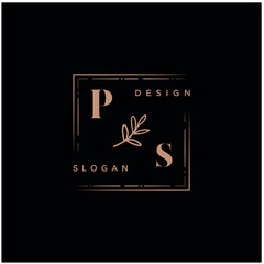 PS Beauty vector initial logo, handwriting logo of initial signature, wedding, fashion, jewerly, boutique, floral and botanical with creative template for any company or business