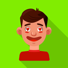 Vector illustration of guy and emotion sign. Collection of guy and love stock symbol for web.