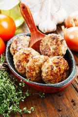 Burgers on the wooden table