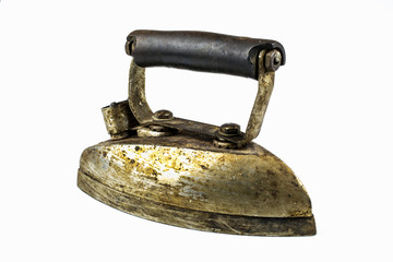 Old electric iron isolated on a white background.